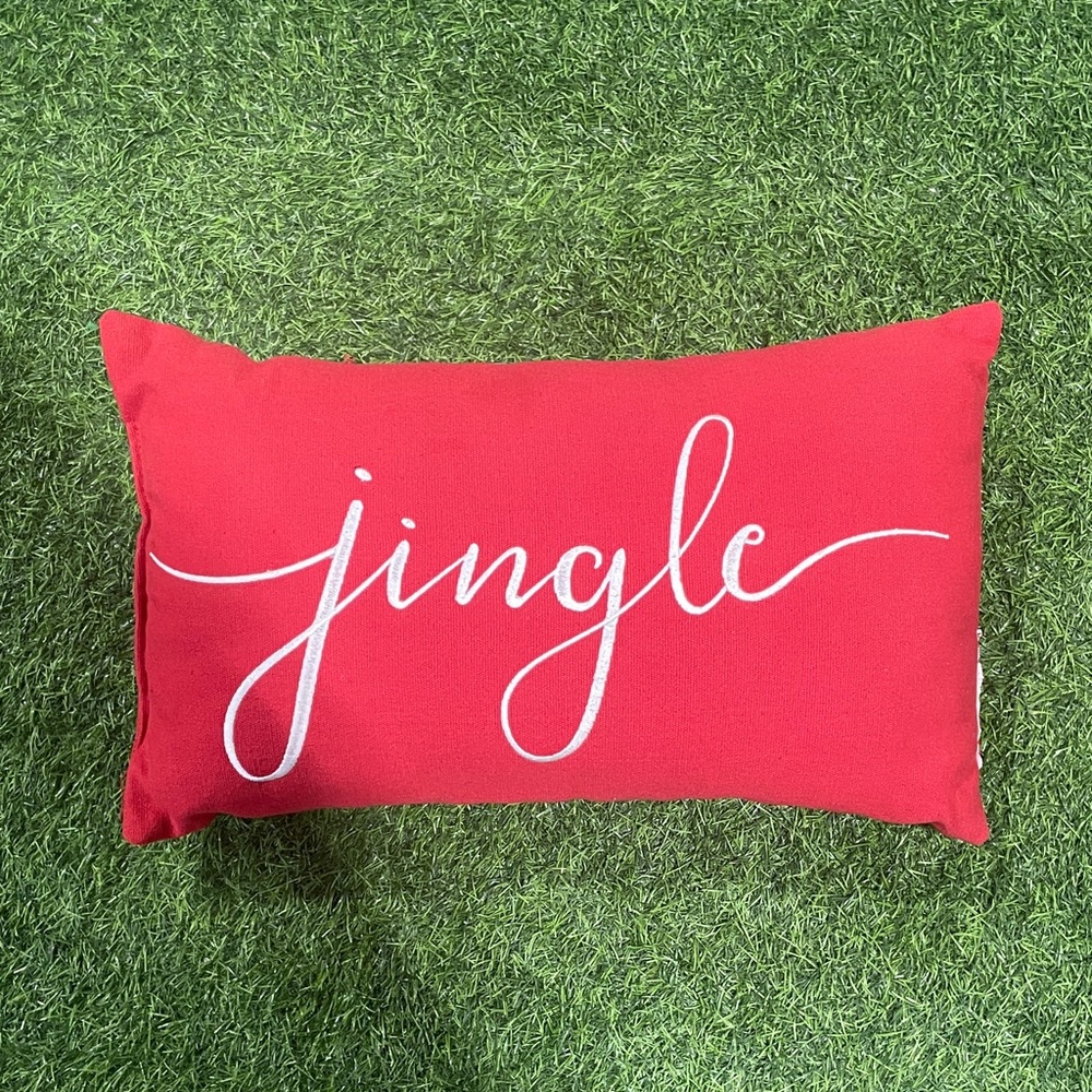 Festive Red 'Jingle' Holiday Pillow